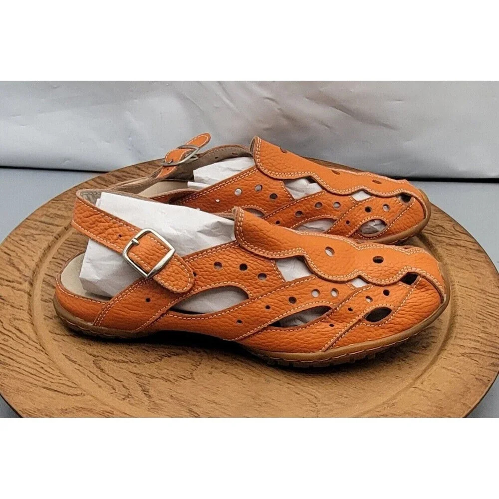 Bernie Mev Women's Orange Sandal Size 37EU / 6.5 US Slip-On Flats - Picture 4 of 14
